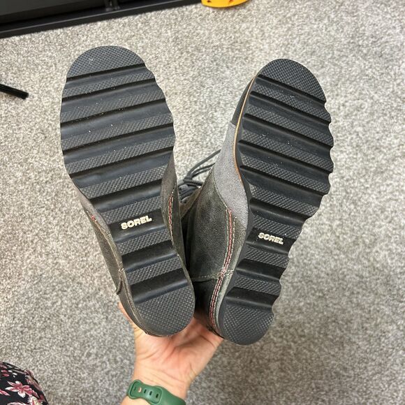 Sorel Womens Tall Cate the Great Wedge Boots Size 10 Heeled Leather Charcoal - Picture 6 of 16